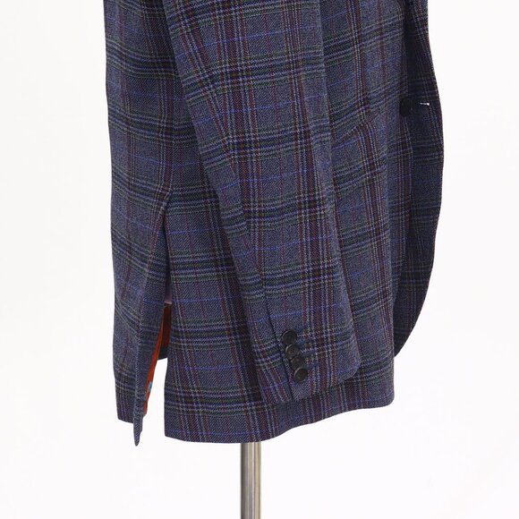 ETRO 44L Blue Blazer Sport Coat Jacket 2-Button Check T365 - Picture 8 of 11
